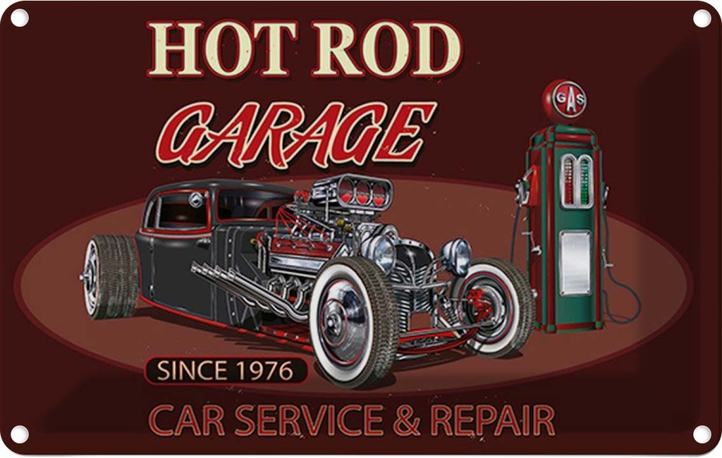 [LA-114812-1812] Blechschild 12x18 cm Auto hot rod Garage car service repair Werkstatt
