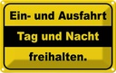 Blechschild 12x18 cm Ausfahrt Tag Nacht freihalten Dekoration Warnschild Hinweisschild Sicherheit Vorsicht