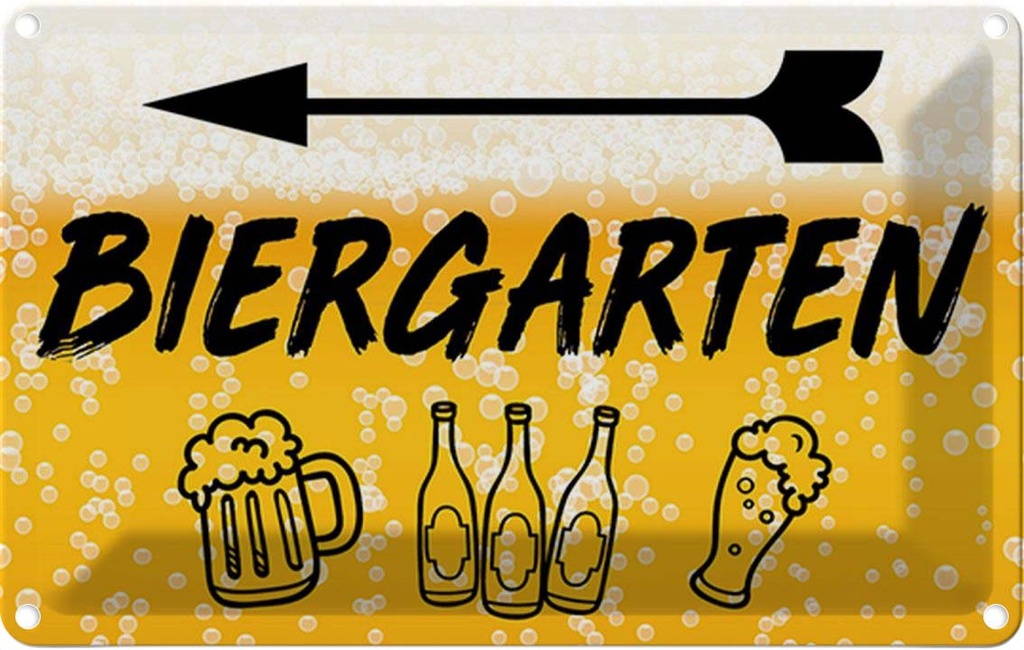 [LA-114835-1812] Blechschild 12x18 cm Biergarten links Bier Bar Club Alkohol