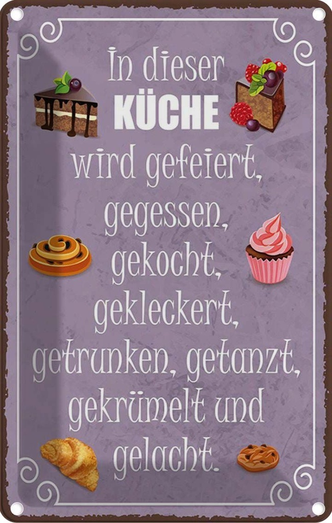 [LA-114871-1812] Blechschild 18x12 cm in dieser Küche wird gefeiert Kochen Essen