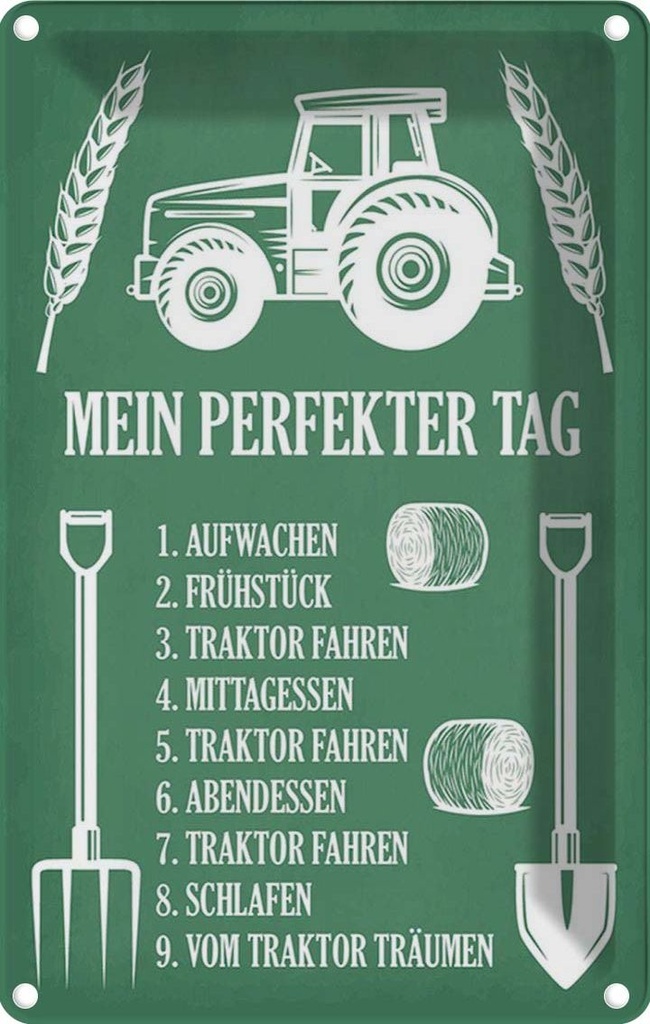 [LA-114908-1812] Blechschild 18x12 cm mein perfekter Tag Traktor Auto Garage Werkstatt