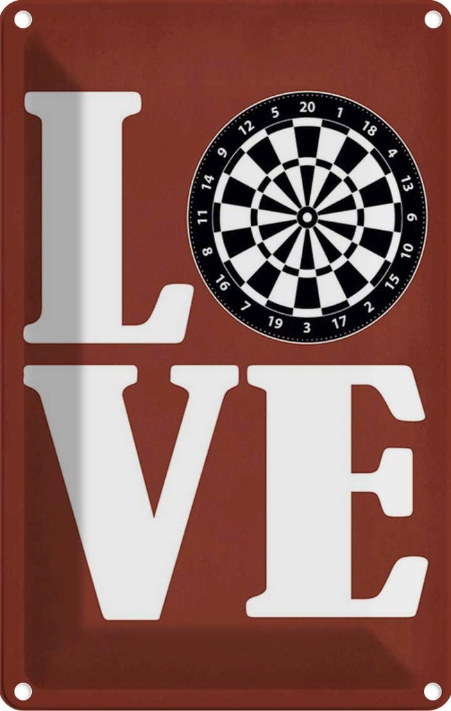 [LA-114915-1812] Blechschild 18x12 cm Love Dart Sport Hobby