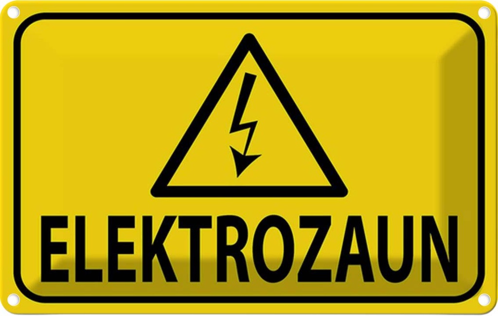 [LA-114928-1812] Blechschild 12x18 cm Elektrozaun Warn Vorsicht Warnschild Hinweisschild Sicherheit