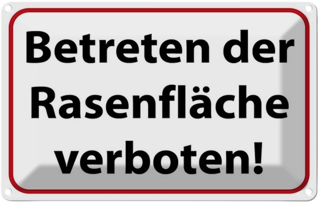[LA-114937-1812] Blechschild 12x18 cm Betreten Rasenfläche verboten Warnschild Hinweisschild Sicherheit Vorsicht