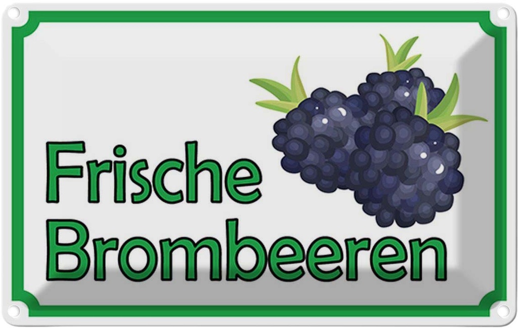 [LA-114941-1812] Blechschild 12x18 cm frische Brombeeren Hofladen Marktstand Laden Obst Gemüse