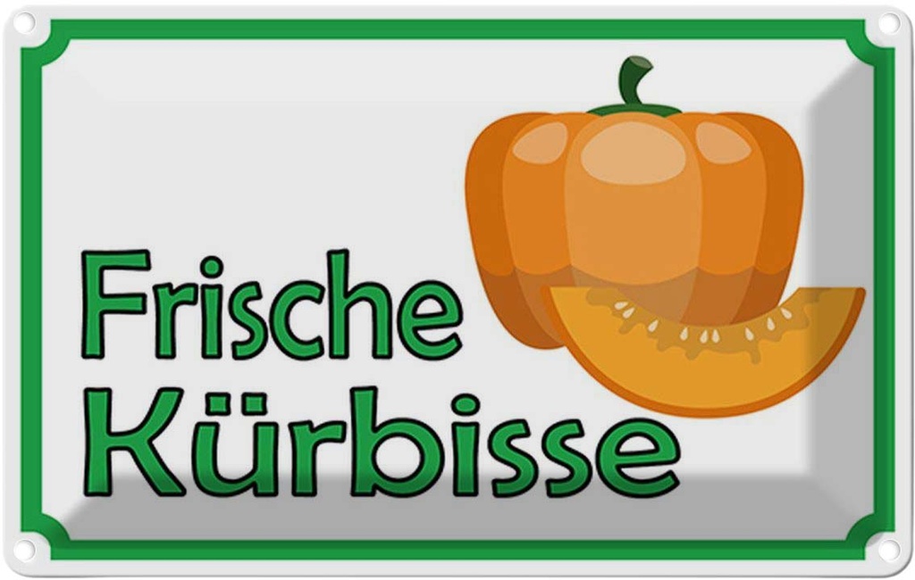 [LA-114943-1812] Blechschild 12x18 cm frische Kürbisse Hofladen Marktstand Laden Obst Gemüse