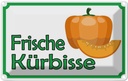 Blechschild 12x18 cm frische Kürbisse Hofladen Marktstand Laden Obst Gemüse