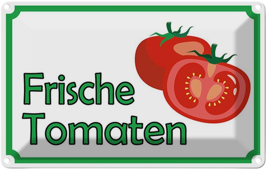 [LA-114944-1812] Blechschild 12x18 cm frische Tomaten Hofladen Marktstand Laden Obst Gemüse