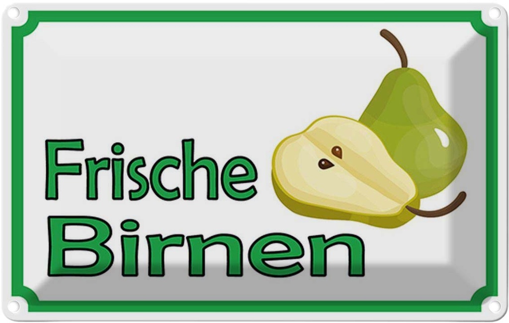 [LA-114945-1812] Blechschild 12x18 cm frische Birnen Hofladen Marktstand Laden Obst Gemüse