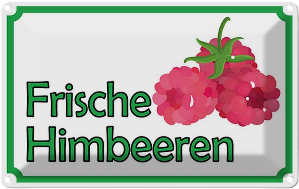 [LA-114959-1812] Blechschild 12x18 cm frische Himbeeren Hofladen Marktstand Laden Obst Gemüse