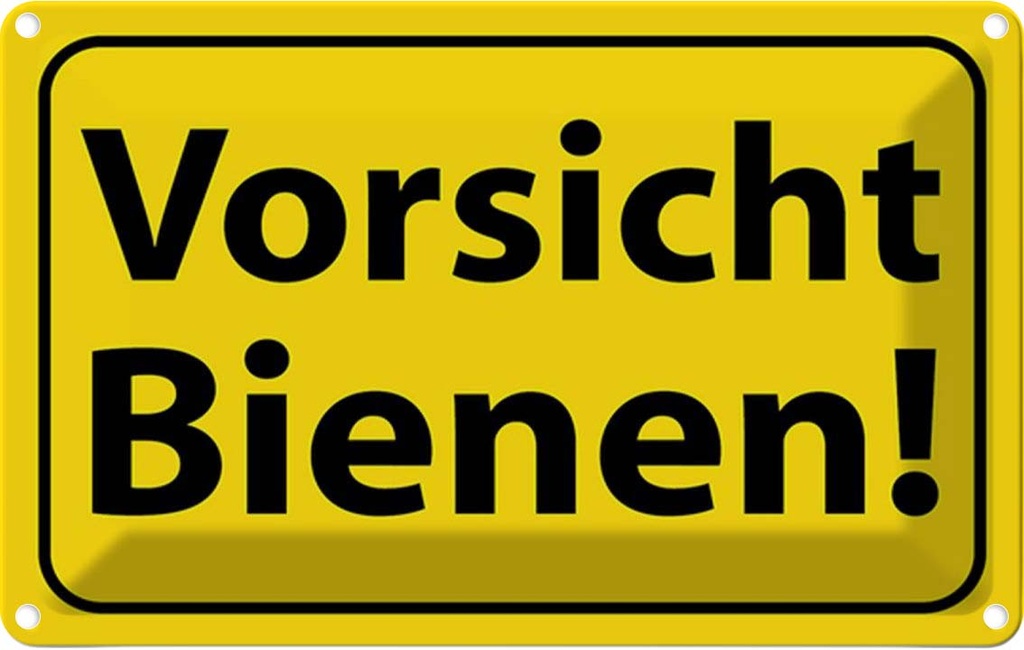 [LA-114984-1812] Blechschild 12x18 cm Vorsicht Bienen Honig Imker Warnschild Hinweisschild Sicherheit