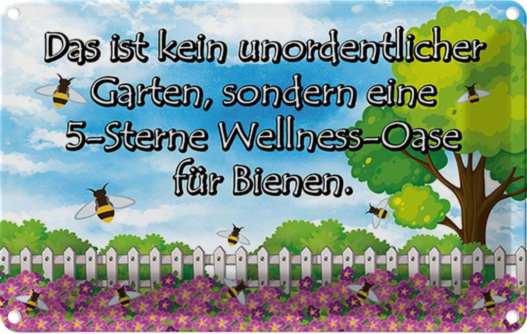 [LA-114987-1812] Blechschild 12x18 cm kein Garten 5 Sterne Oase Geschenk