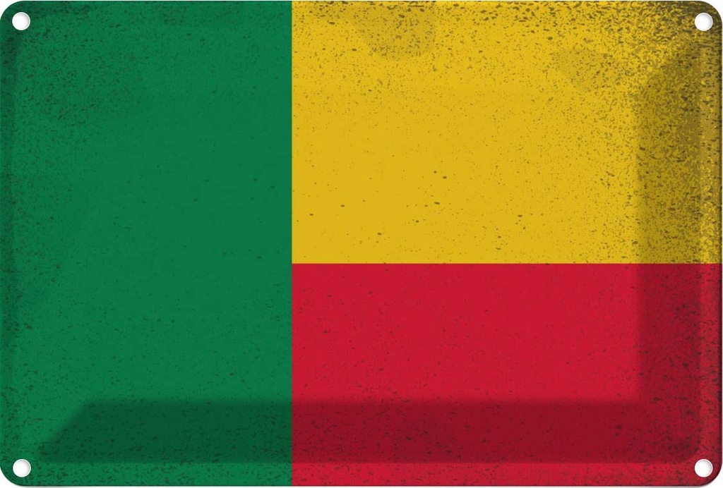 [LA-116020-2030] Blechschild 20x30 cm Benin Vintage Flagge Fahne Wappen