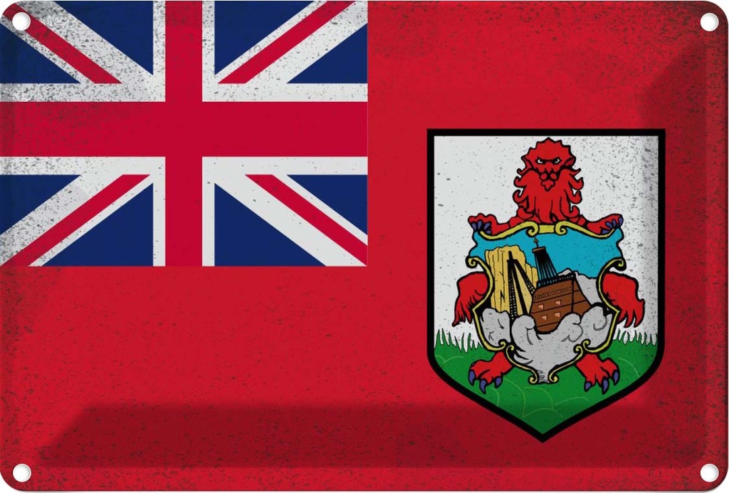[LA-116021-2030] Blechschild 20x30 cm Bermuda Vintage Flagge Fahne Wappen