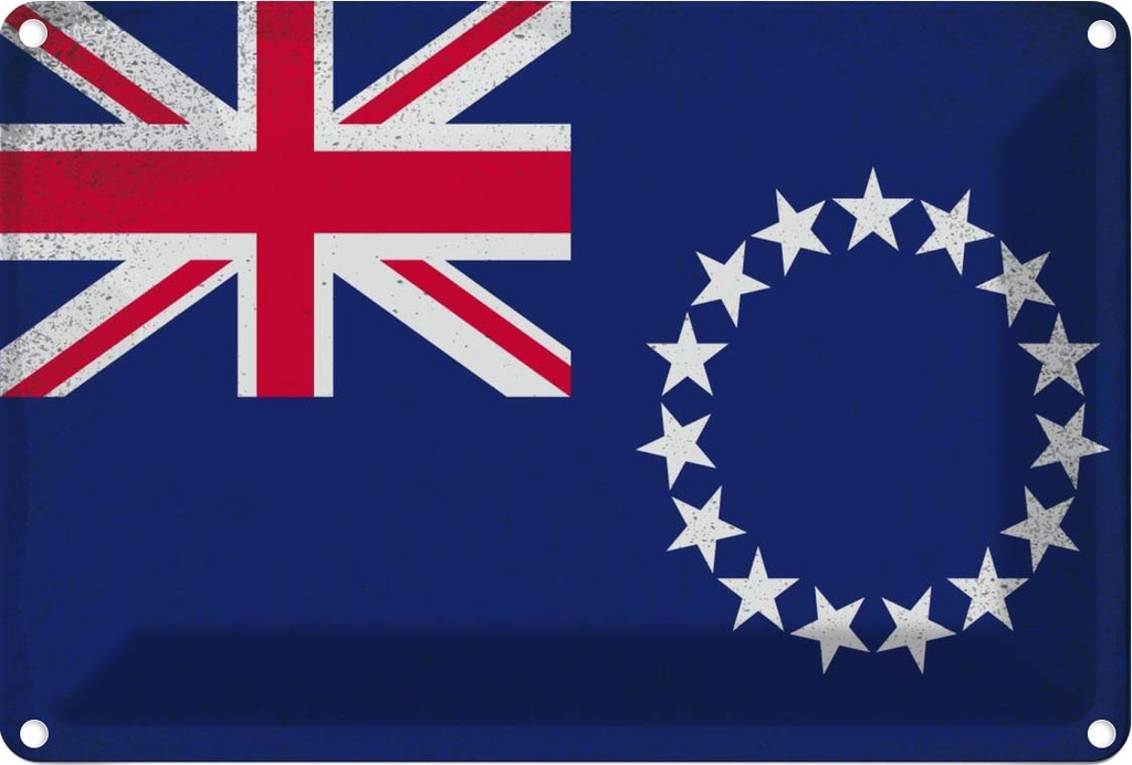 [LA-116046-2030] Blechschild 20x30 cm Cookinseln Cook Islands Vintage Flagge Fahne Wappen