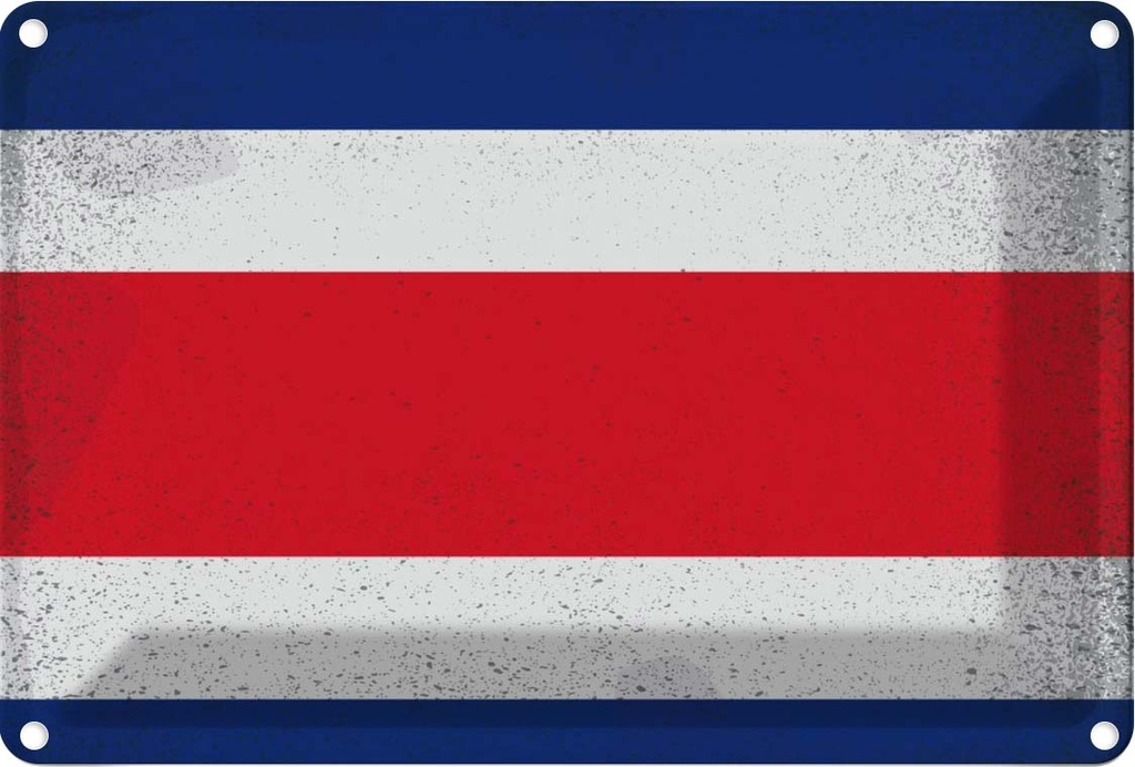 [LA-116047-2030] Blechschild 20x30 cm Costa Rica Vintage Flagge Fahne Wappen