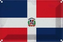 Blechschild 20x30 cm Dominikanische Republik Vintage Flagge Fahne Wappen