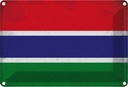Blechschild 20x30 cm Gambia Vintage Flagge Fahne Wappen