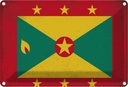 Blechschild 20x30 cm Grenada Vintage Flagge Fahne Wappen