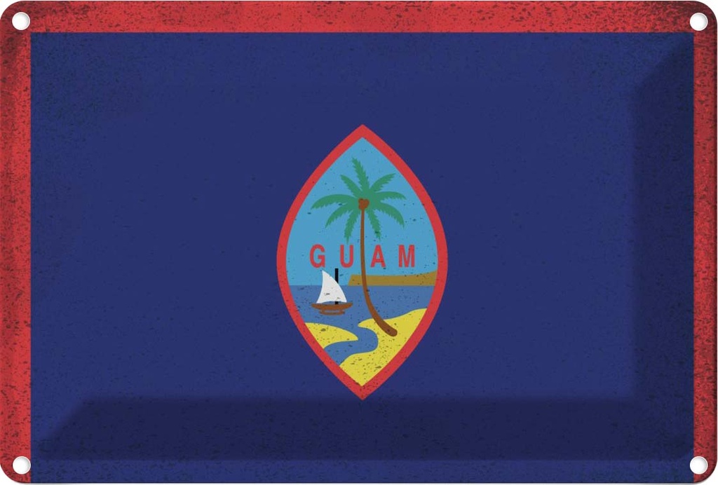 [LA-116081-2030] Blechschild 20x30 cm Guam Vintage Flagge Fahne Wappen