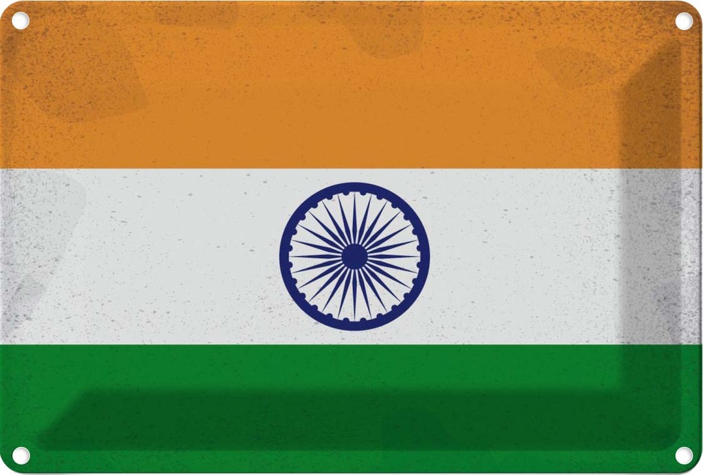 [LA-116093-2030] Blechschild 20x30 cm Indien India Vintage Flagge Fahne Wappen