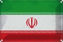 Blechschild 20x30 cm Iran Vintage Flagge Fahne Wappen