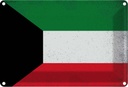 Blechschild 20x30 cm Kuwait Vintage Flagge Fahne Wappen