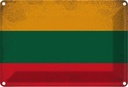 Blechschild 20x30 cm Litauen Lithuania Vintage Flagge Fahne Wappen