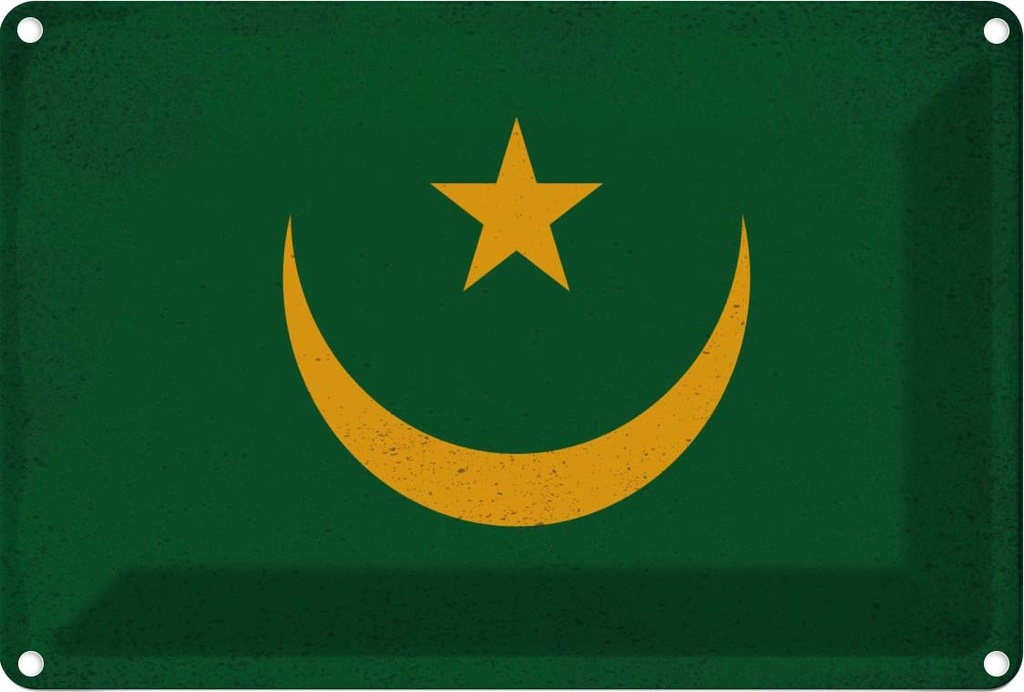 [LA-116128-2030] Blechschild 20x30 cm Mauretanien Mauritania Vintage Flagge Fahne Wappen
