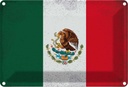 Blechschild 20x30 cm Mexiko Mexico Vintage Flagge Fahne Wappen