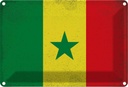 Blechschild 20x30 cm Senegal Vintage Flagge Abenteuer Reisen Fahne Wappen