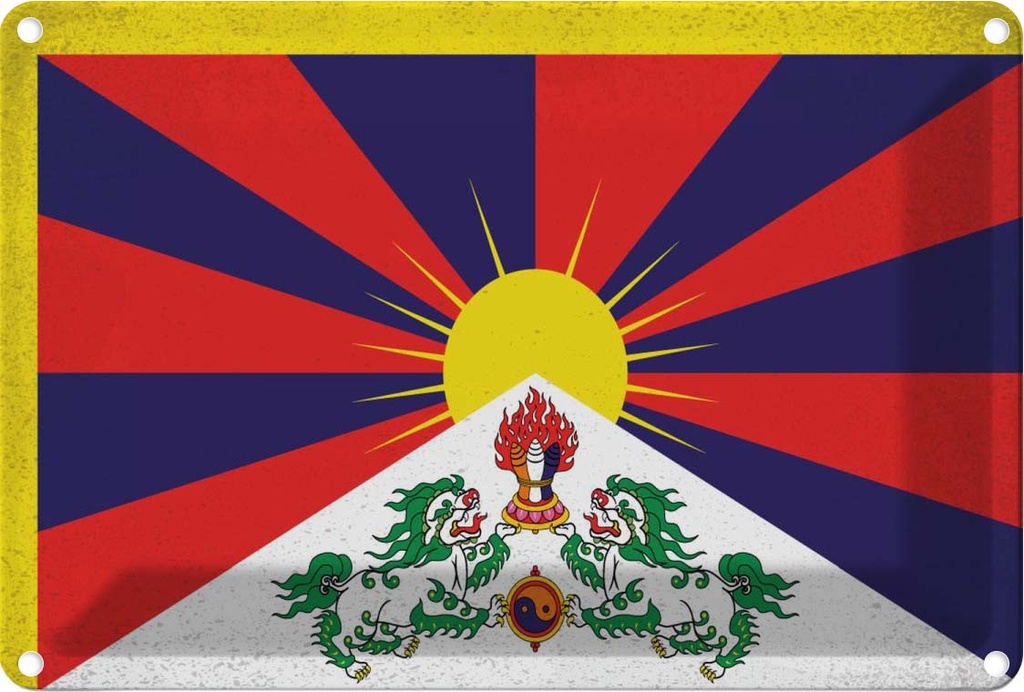 [LA-116202-2030] Blechschild 20x30 cm Tibet Vintage Flagge Fahne Wappen