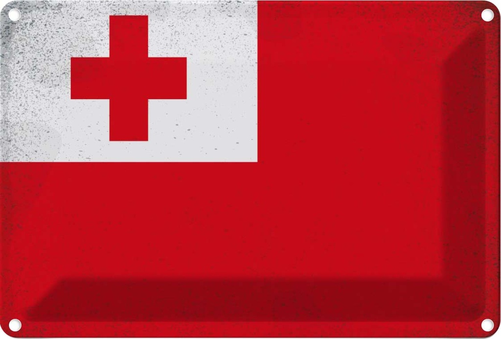 [LA-116205-2030] Blechschild 20x30 cm Tonga Vintage Flagge Fahne Wappen