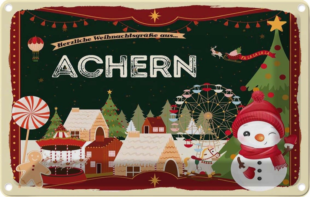 [LA-121570-2030] Blechschild 20x30 cm Weihnachten ACHERN