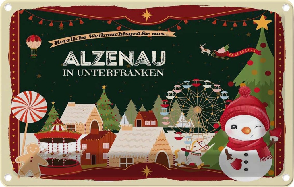 [LA-121580-2030] Blechschild 20x30 cm Weihnachten aus ALZENAU IM UNTERFRANKEN