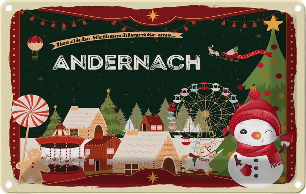 [LA-121583-2030] Blechschild 20x30 cm Weihnachten ANDERNACH
