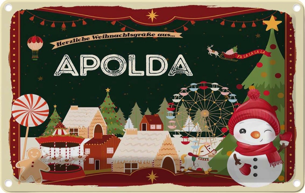 [LA-121586-2030] Blechschild 20x30 cm Weihnachten aus APOLDA