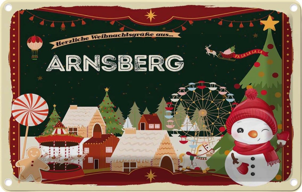 [LA-121587-2030] Blechschild 20x30 cm Weihnachten aus ARNSBERG