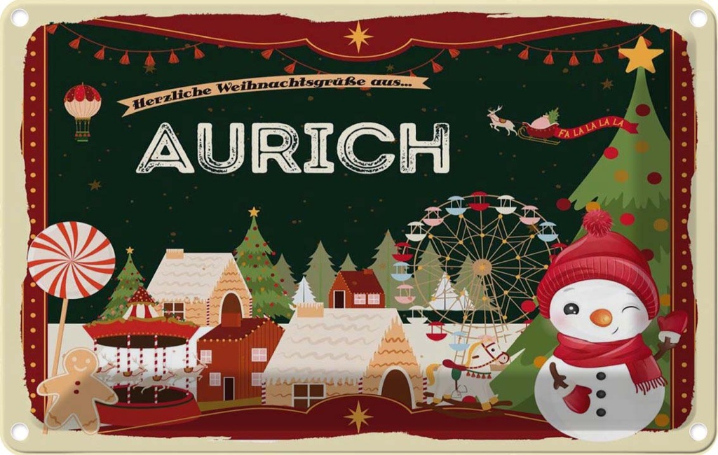 [LA-121595-2030] Blechschild 20x30 cm Weihnachten AURICH