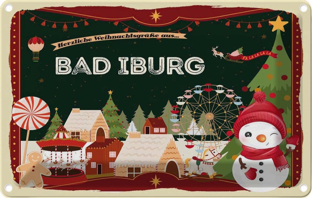[LA-121603-2030] Blechschild 20x30 cm Weihnachten BAD IBURG