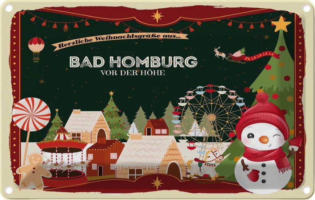 [LA-121626-2030] Blechschild 20x30 cm Weihnachten aus BAD-HOMBURG