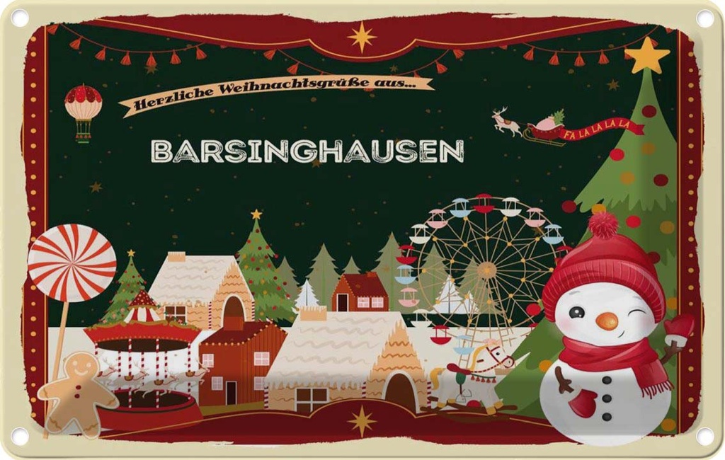 [LA-121633-2030] Blechschild 20x30 cm Weihnachten BARSINGHAUSEN