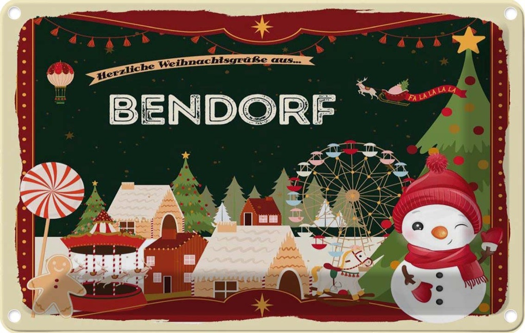 [LA-121639-2030] Blechschild 20x30 cm Weihnachten aus BENDORF