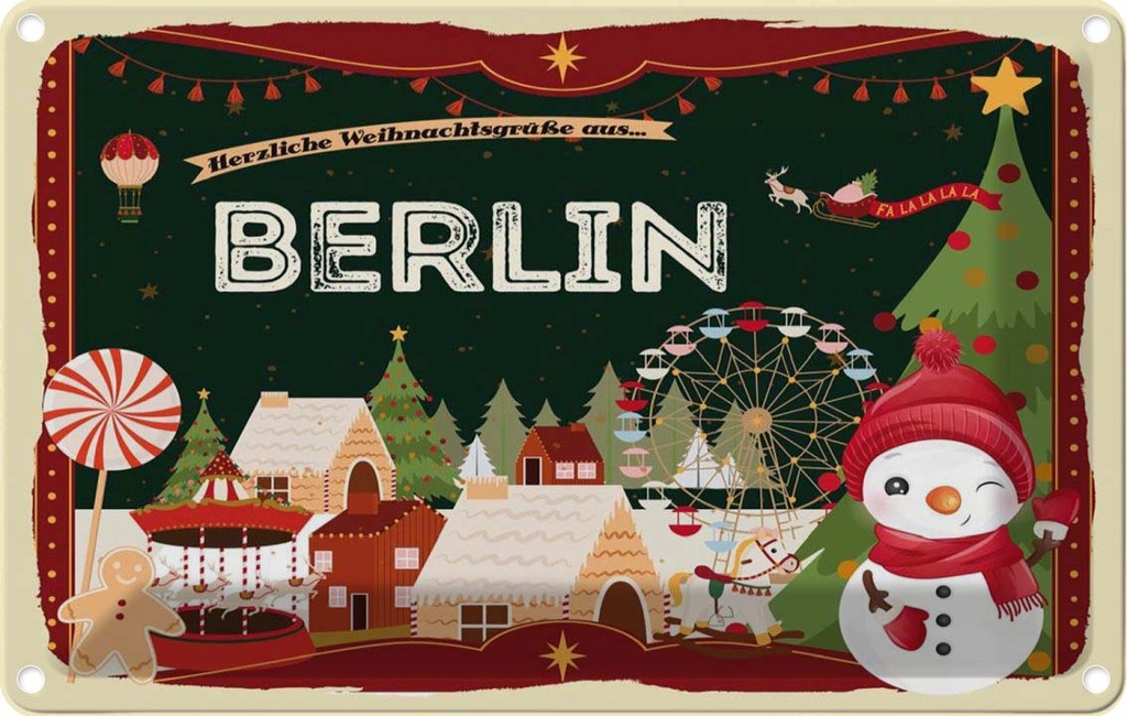 [LA-121644-2030] Blechschild 20x30 cm Weihnachten aus BERLIN