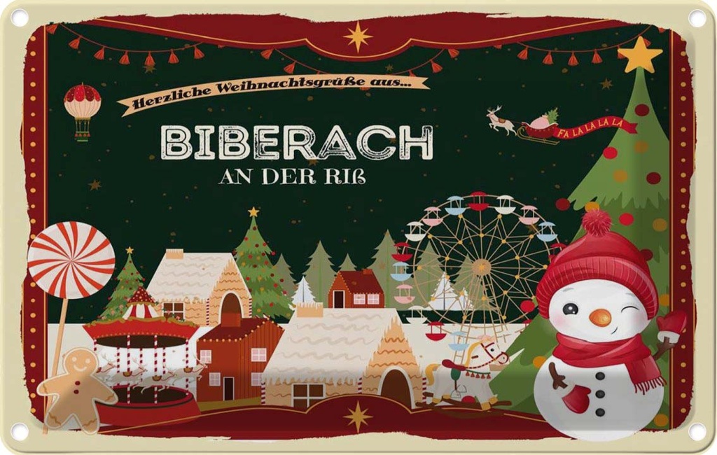 [LA-121648-2030] Blechschild 20x30 cm Weihnachten aus BIBERACH an der riß
