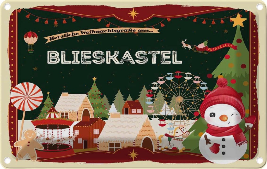 [LA-121653-2030] Blechschild 20x30 cm Weihnachten BLIESKASTEL