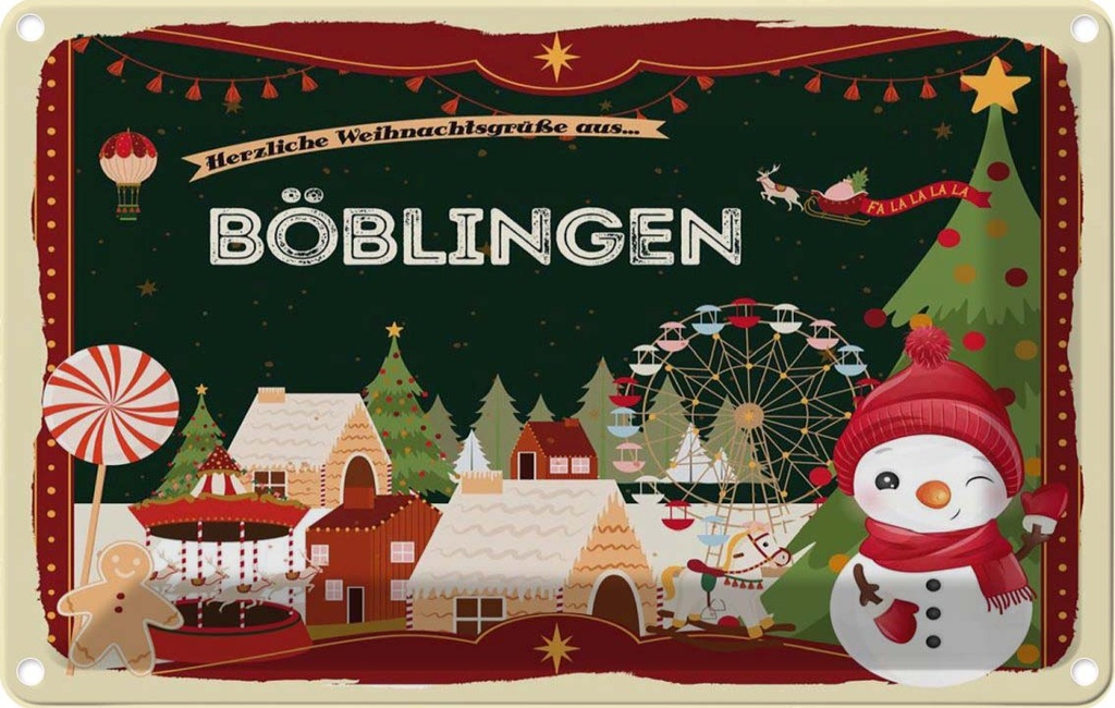 [LA-121657-2030] Blechschild 20x30 cm Weihnachten BÖBLINGEN