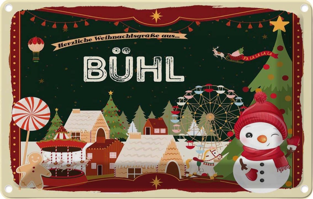 [LA-121680-2030] Blechschild 20x30 cm Weihnachten BÜHL