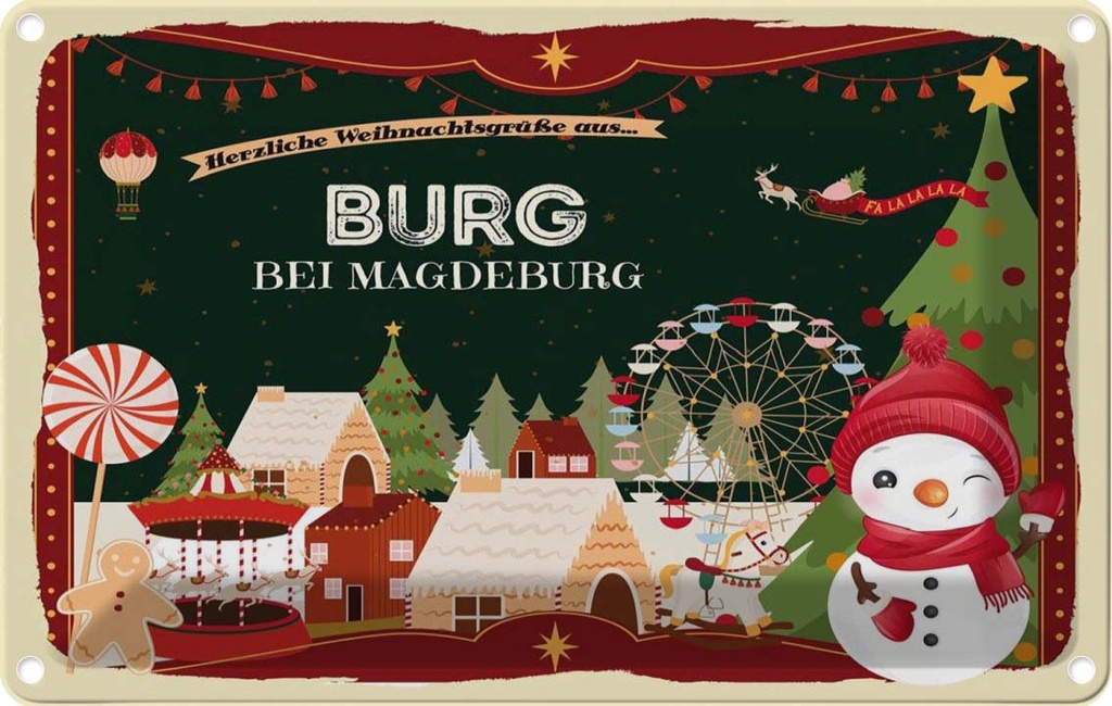 [LA-121685-2030] Blechschild 20x30 cm Weihnachten aus BURG bei MAGDEBURG