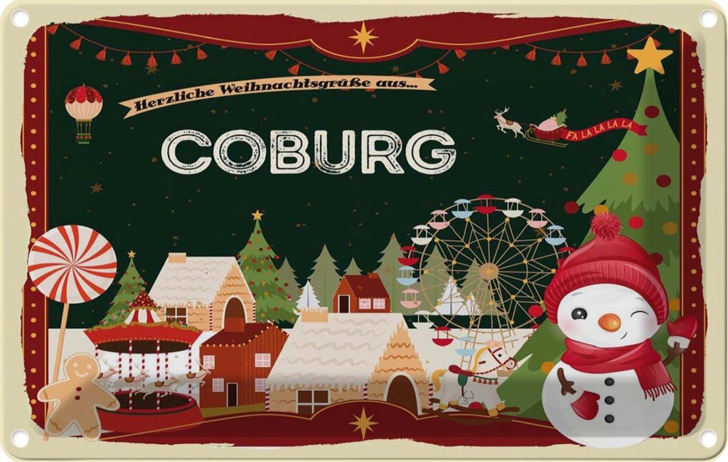 [LA-121696-2030] Blechschild 20x30 cm Weihnachten aus COBURG
